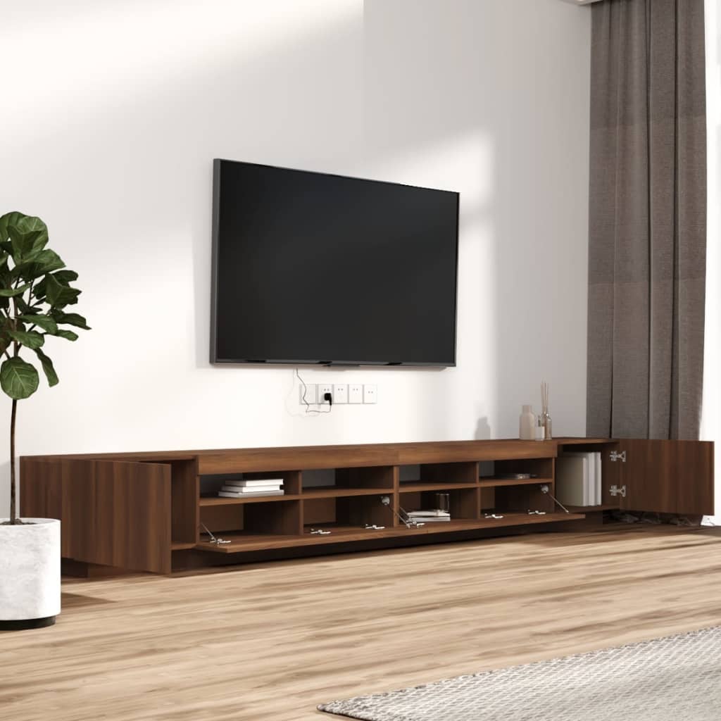 vidaXL Ensemble de meubles TV avec lumières LED 3 pcs Chêne marron