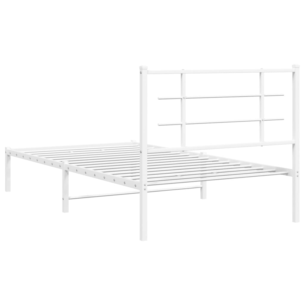 vidaXL Cadre de lit métal sans matelas et tête de lit blanc 100x190 cm