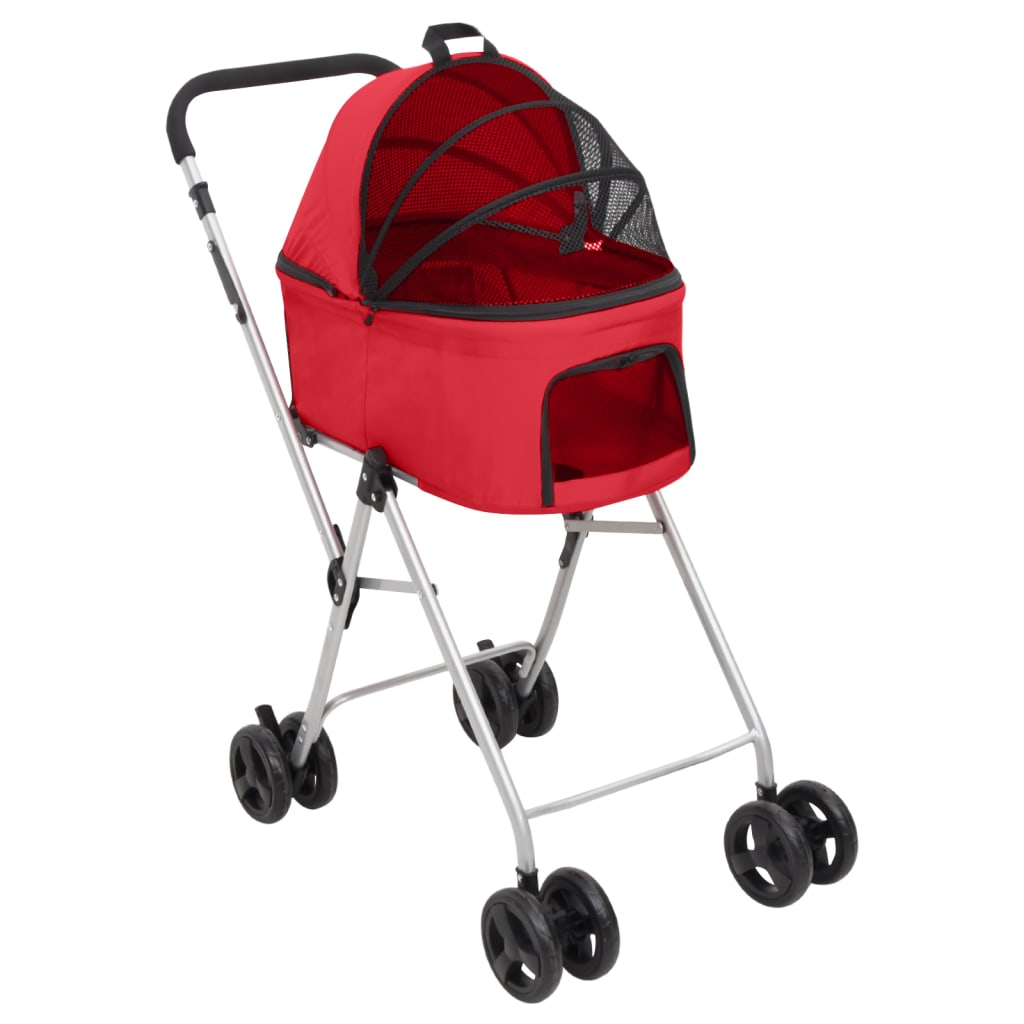 vidaXL Poussette pour chien pliante à 2 niveaux Rouge 83x48x97 cm