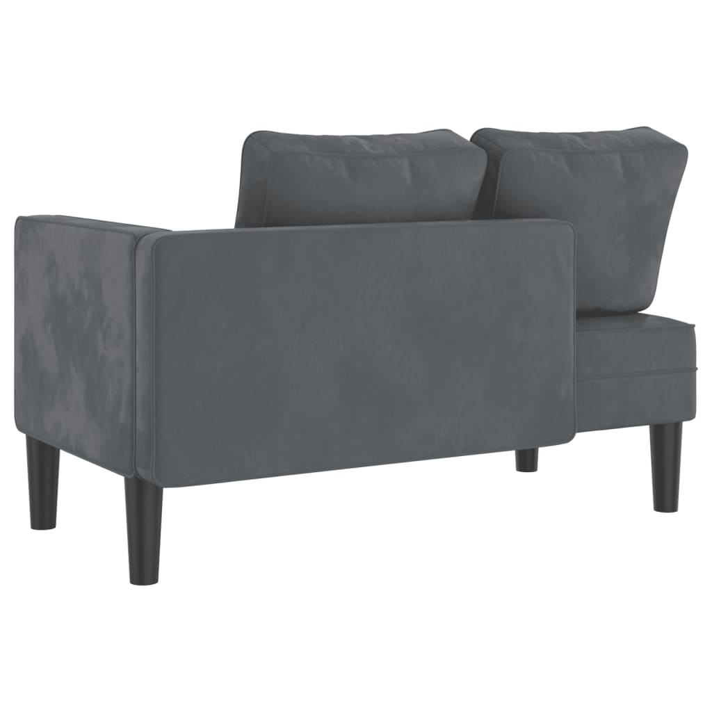 vidaXL Chaise longue avec coussins gris foncé velours