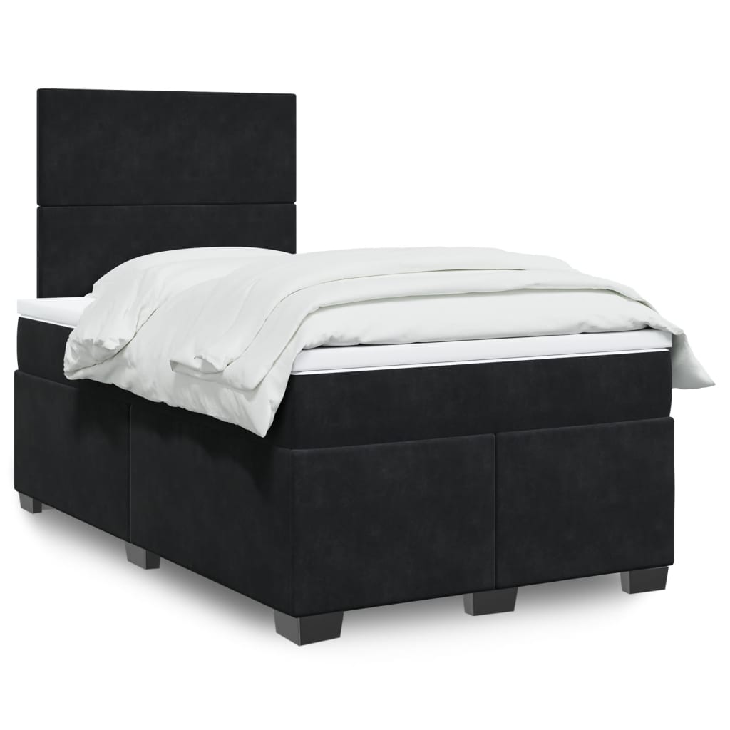 vidaXL Sommier à lattes de lit avec matelas noir 120x190 cm velours