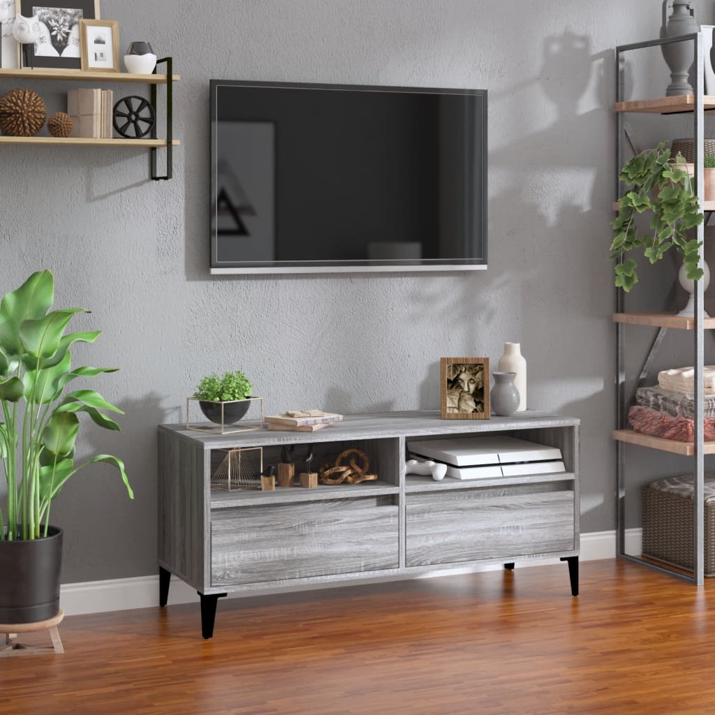 vidaXL Meuble TV sonoma gris 100x34,5x44,5 cm bois d'ingénierie