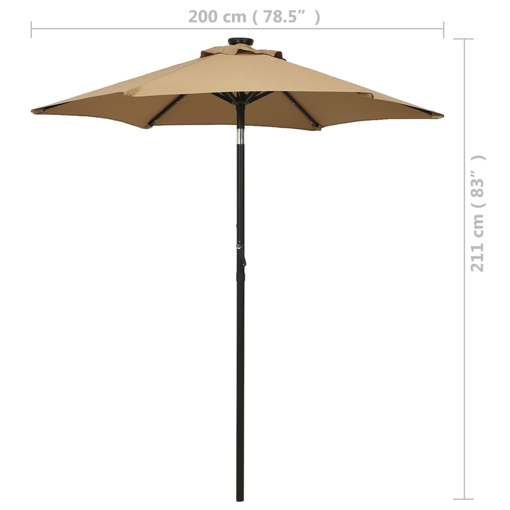 vidaXL Parasol de jardin avec lumières LED taupe 200x211 cm aluminium