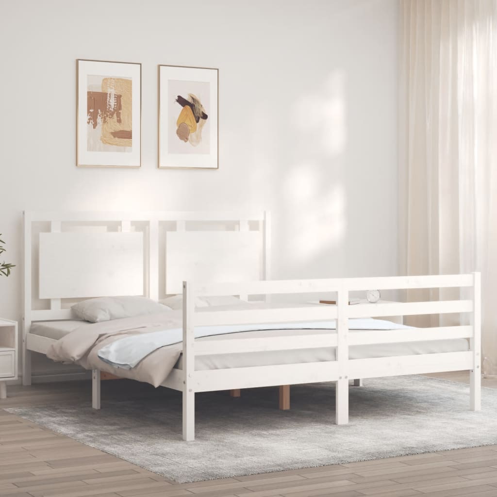 vidaXL Cadre de lit sans matelas blanc bois de pin massif