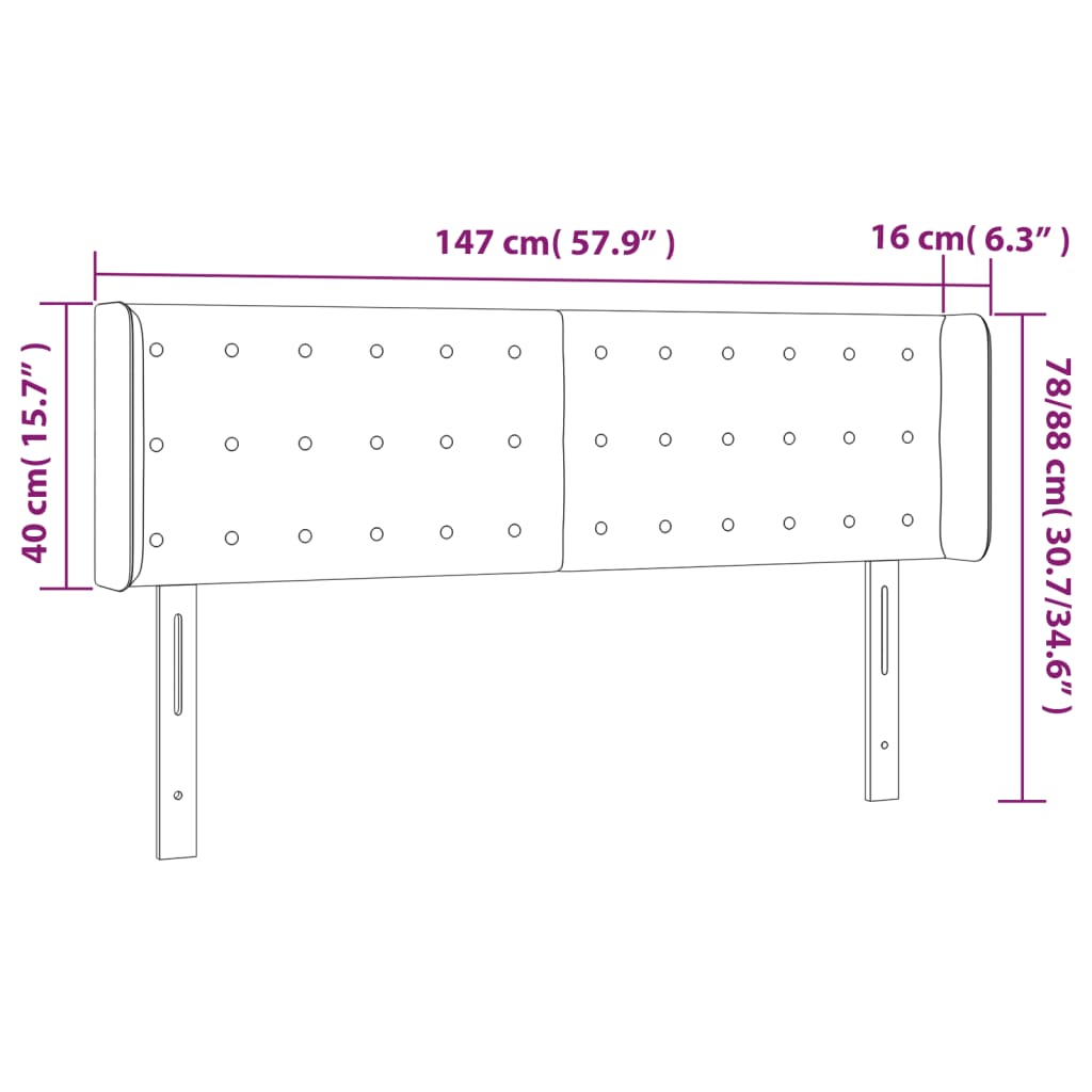 vidaXL Tête de lit à LED Gris clair 147x16x78/88 cm Tissu