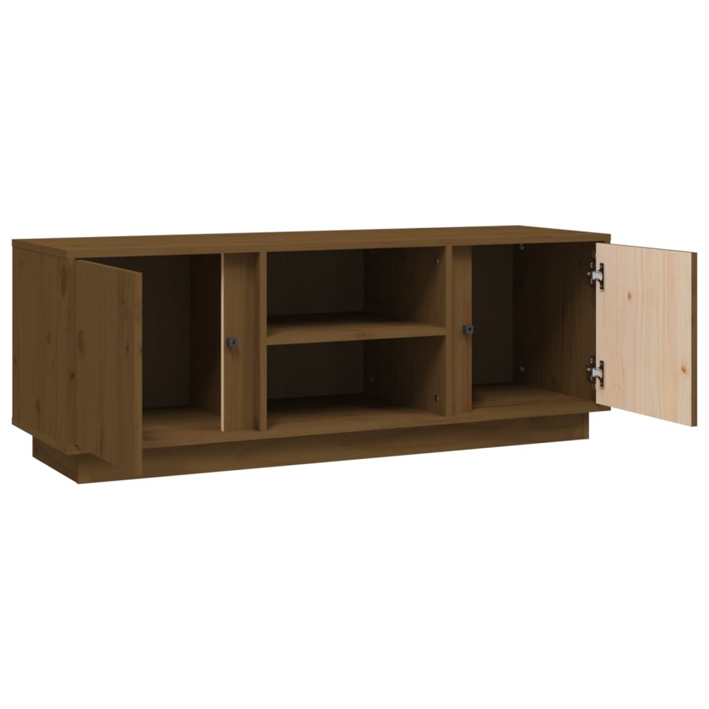 vidaXL Meuble TV Marron miel 110x35x40,5 cm Bois de pin massif