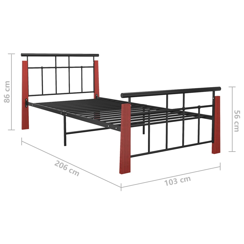 vidaXL Cadre de lit sans matelas métal bois de chêne massif 90x200 cm