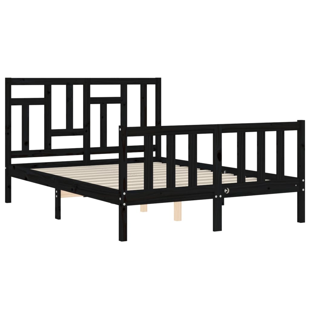 vidaXL Cadre de lit sans matelas noir bois de pin massif