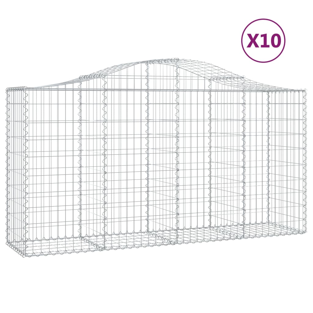 vidaXL Paniers à gabions arqués 10 pcs 200x50x100/120 cm fer galvanisé