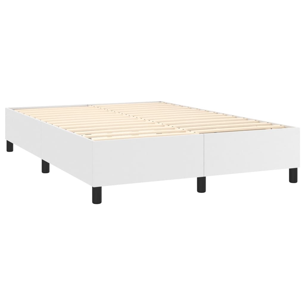 vidaXL Sommier à lattes de lit matelas LED Blanc 140x200 cm Similicuir