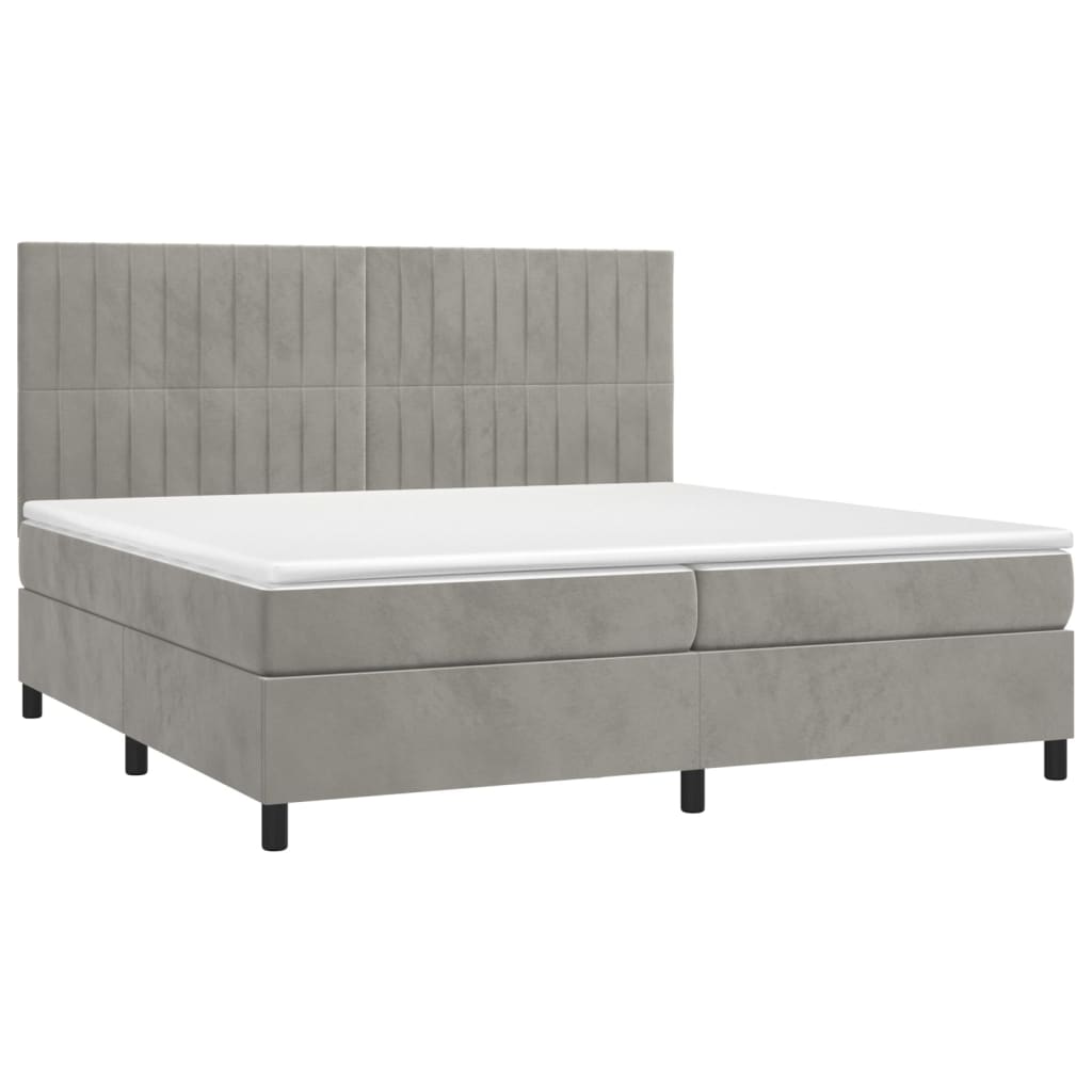 vidaXL Sommier à lattes de lit et matelas Gris clair 200x200cm Velours