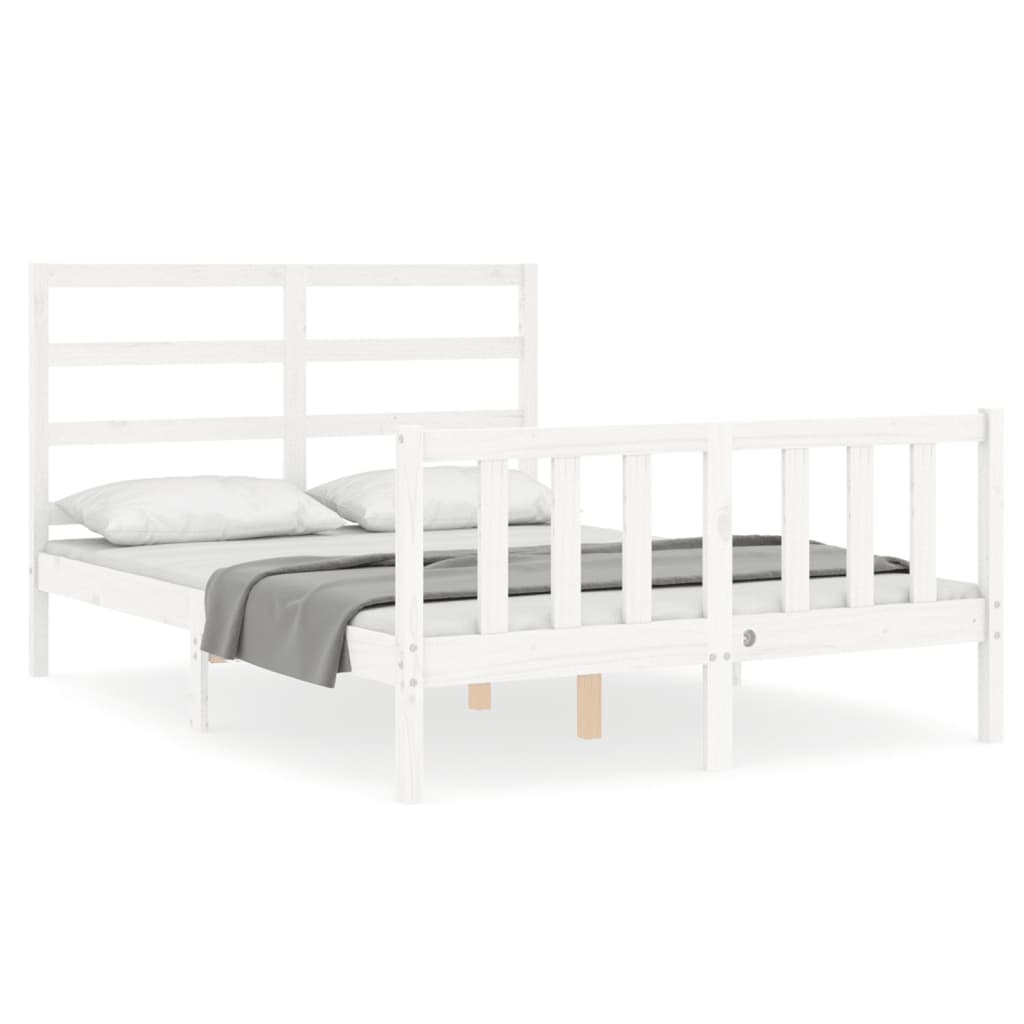 vidaXL Cadre de lit sans matelas blanc bois de pin massif