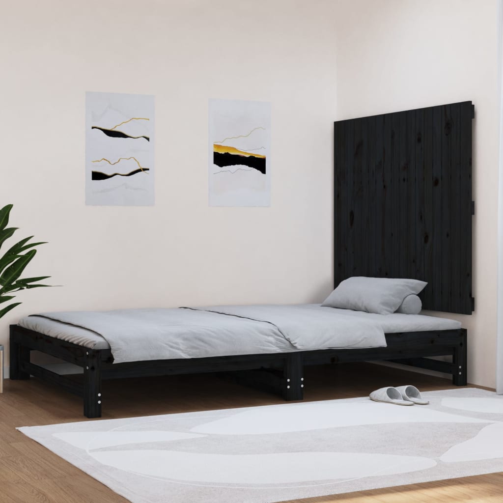 vidaXL Tête de lit murale Noir 108x3x90 cm Bois massif de pin