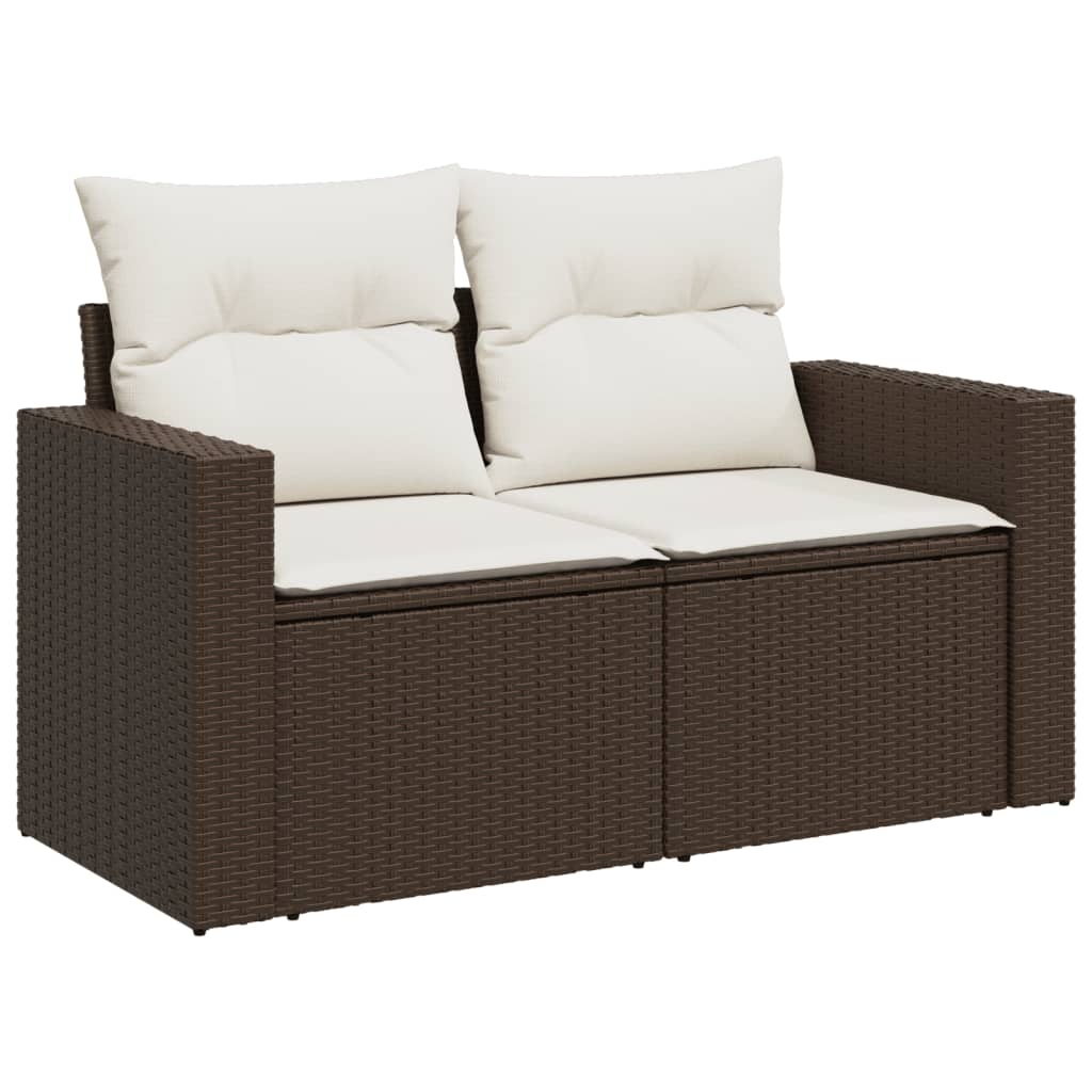 vidaXL Salon de jardin 10 pcs avec coussins marron résine tressée