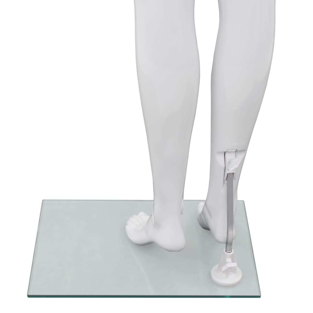 vidaXL Mannequin femme corps complet base verre Blanc brillant 175 cm