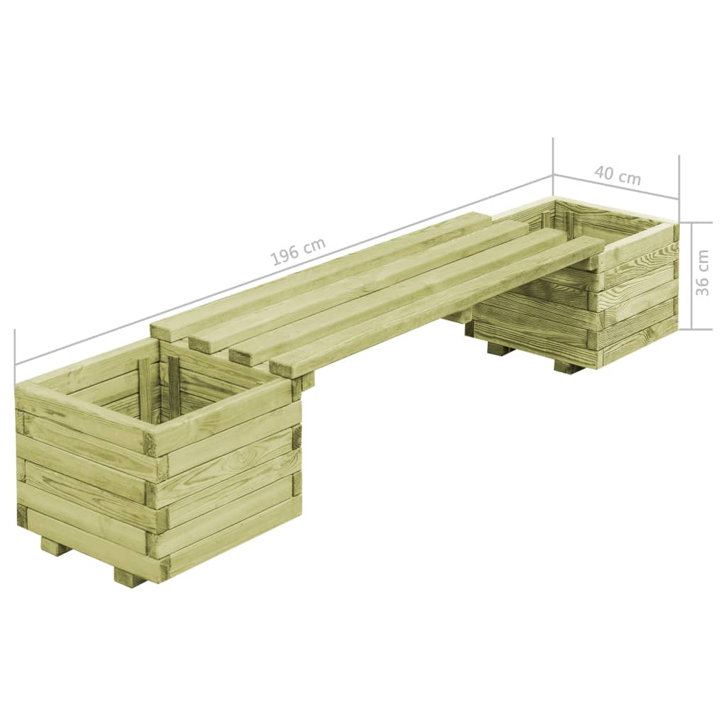 vidaXL Banc de jardin à jardinières Bois de pin imprégné