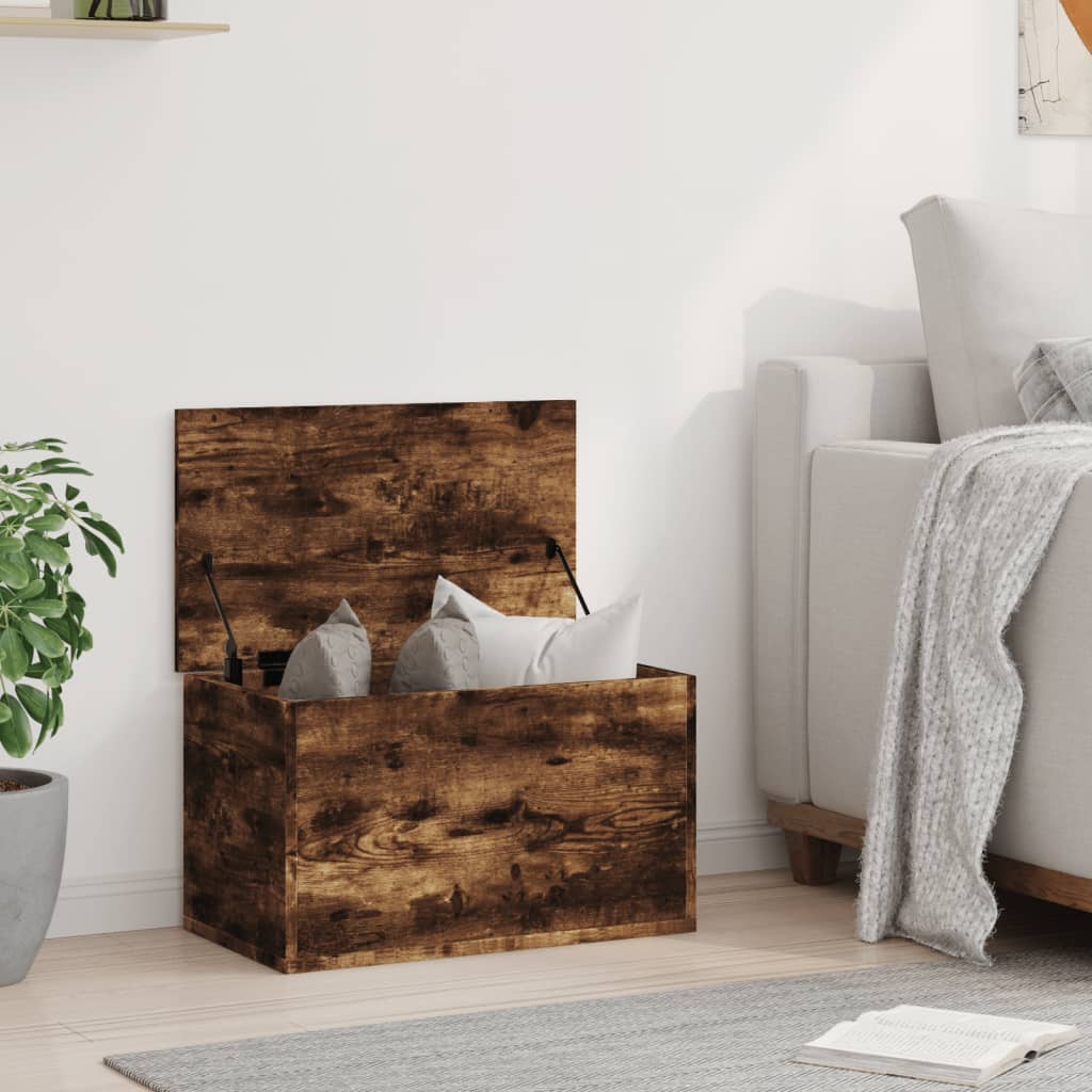 vidaXL Boîte de rangement chêne fumé 60x35x35 cm bois d'ingénierie