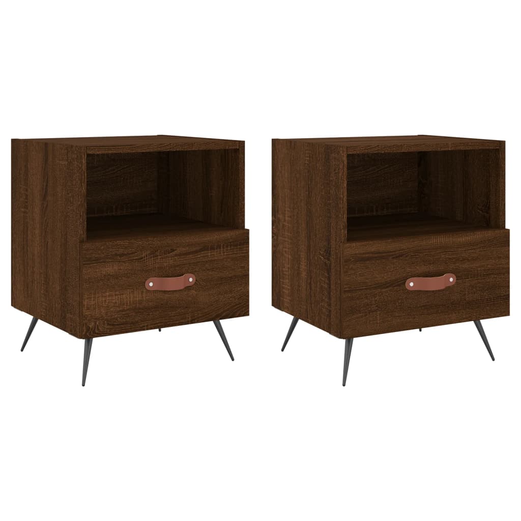 vidaXL Tables de chevet 2 pcs chêne marron 40x35x47,5 cm