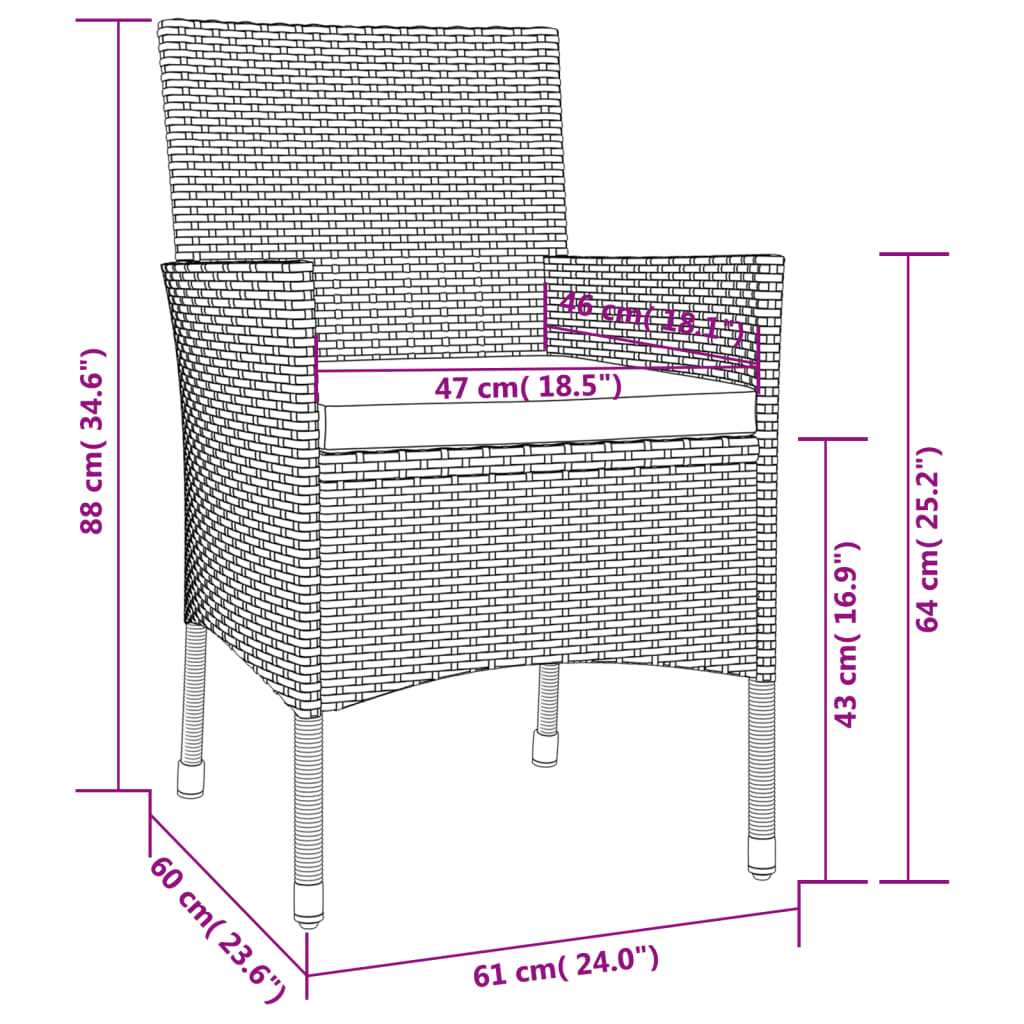 vidaXL Ensemble à manger de jardin et coussins 9 pcs marron poly rotin