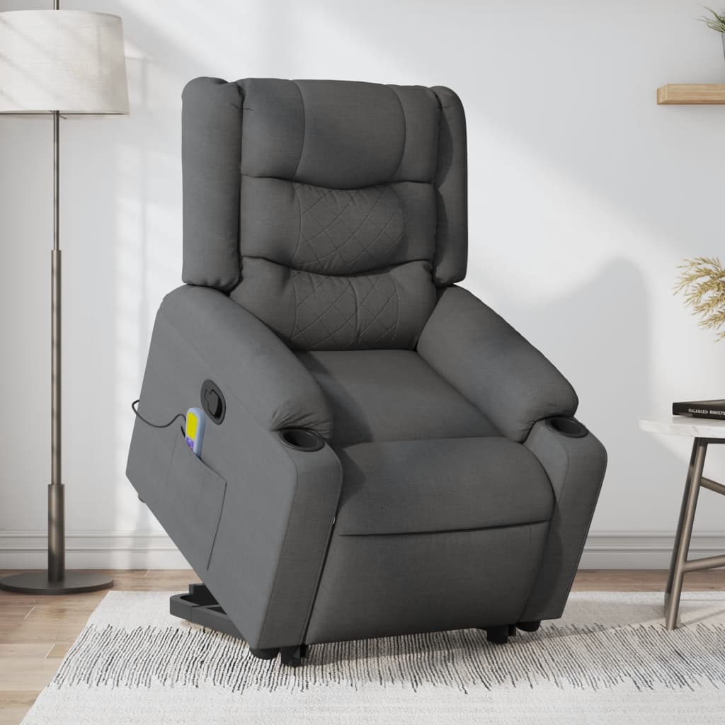 vidaXL Fauteuil de massage inclinable Gris foncé Tissu