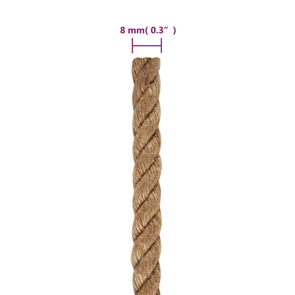 vidaXL Corde de jute 100 m de long 8 mm d'épaisseur