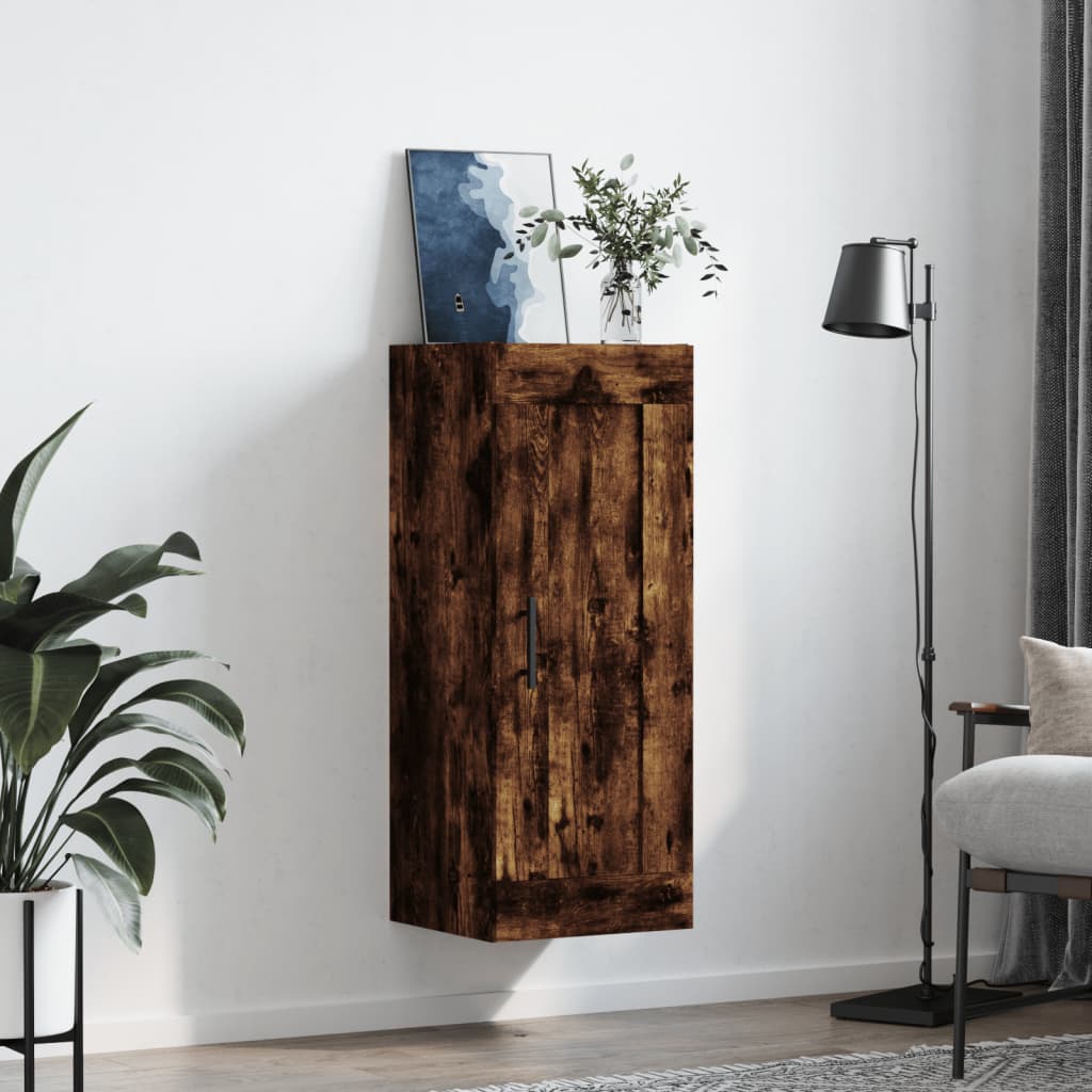 vidaXL Armoire murale chêne fumé 34,5x34x90 cm bois d'ingénierie