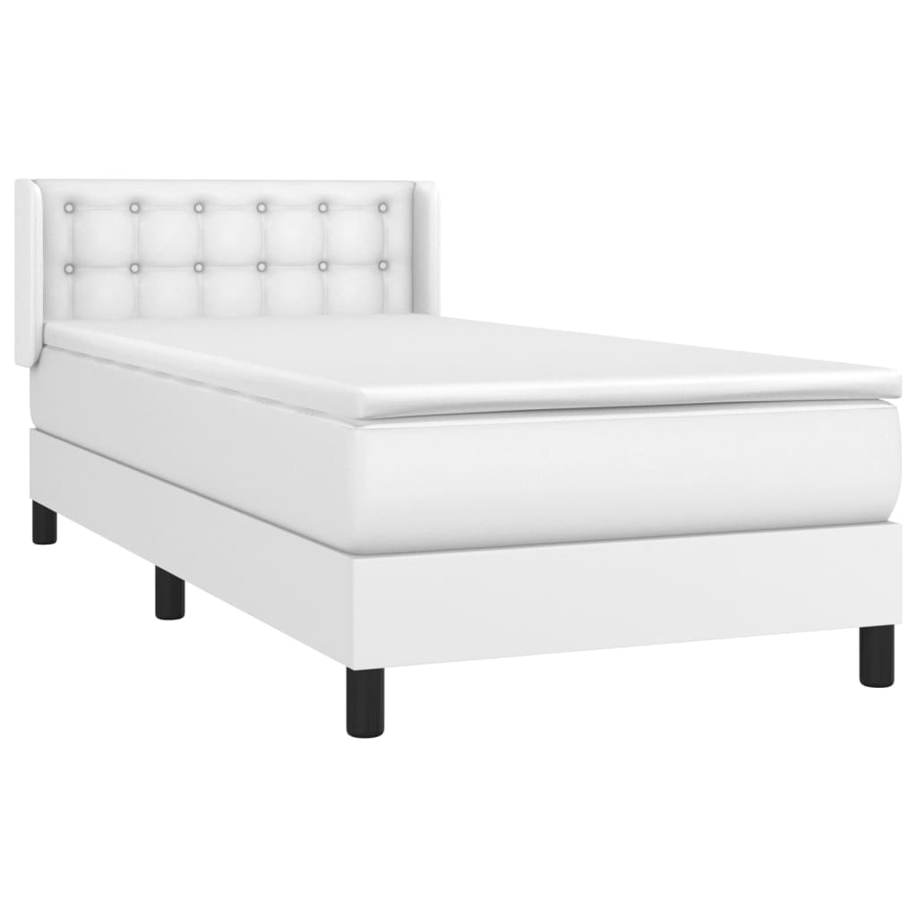 vidaXL Sommier à lattes de lit avec matelas Blanc 90x200 cm Similicuir