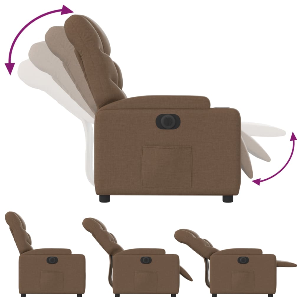 vidaXL Fauteuil inclinable électrique Marron Tissu