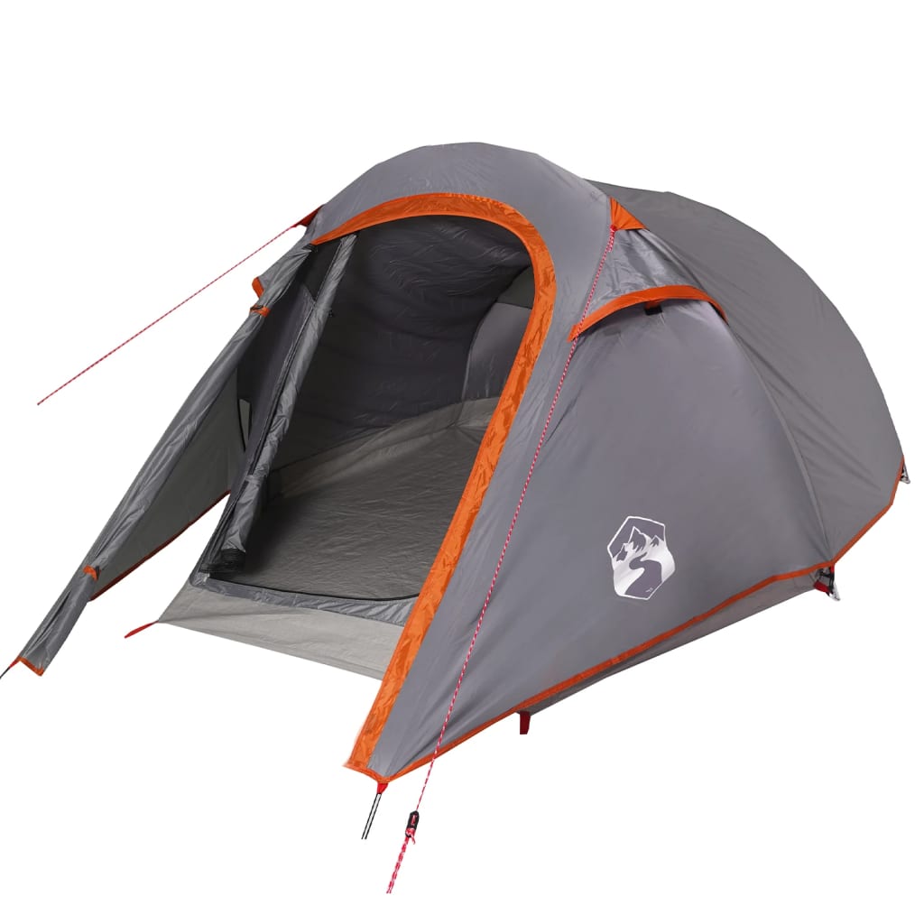 vidaXL Tente de camping tunnel 2 personnes gris et orange imperméable