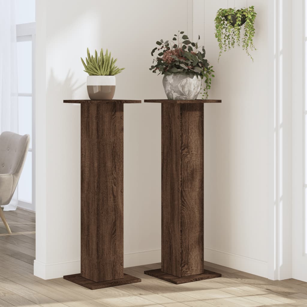 vidaXL Supports pour plantes 2 pcs chêne marron bois d'ingénierie