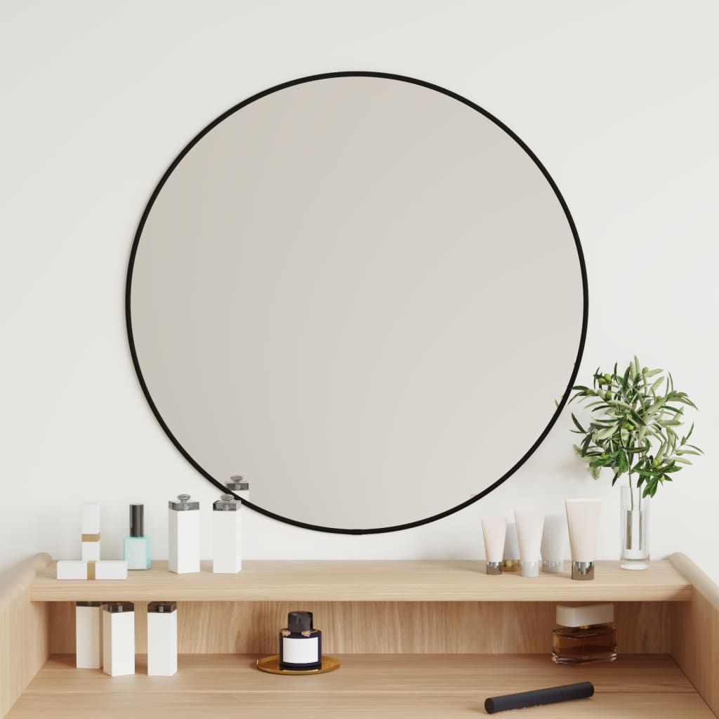 vidaXL Miroir mural Noir Ø 60 cm Rond