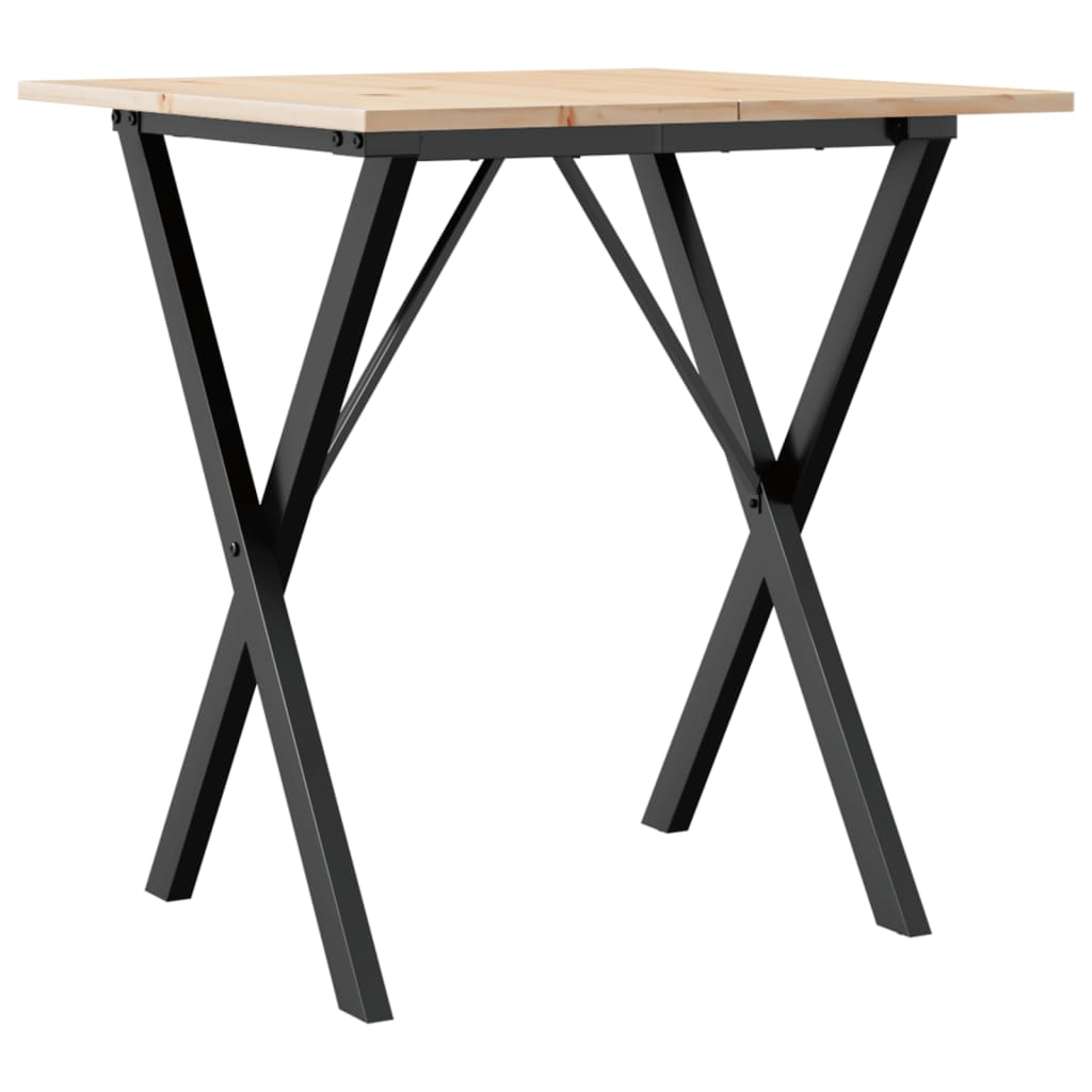 vidaXL Table à manger cadre en X 60x60x75 cm bois de pin massif fonte