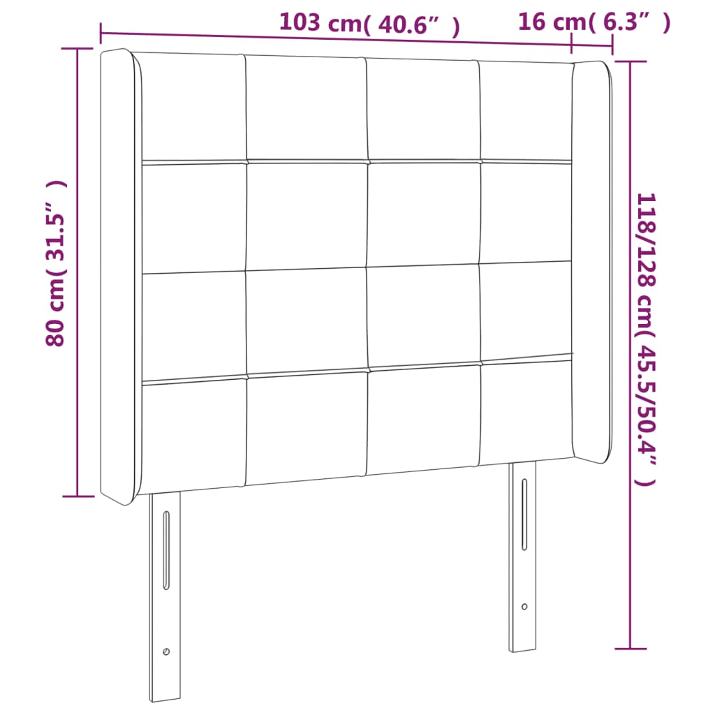 vidaXL Tête de lit à LED Noir 103x16x118/128 cm Tissu