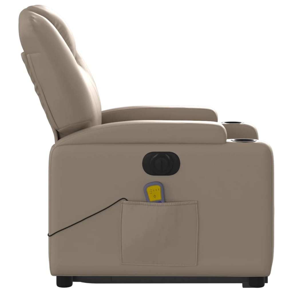 vidaXL Fauteuil inclinable de massage électrique cappuccino similicuir