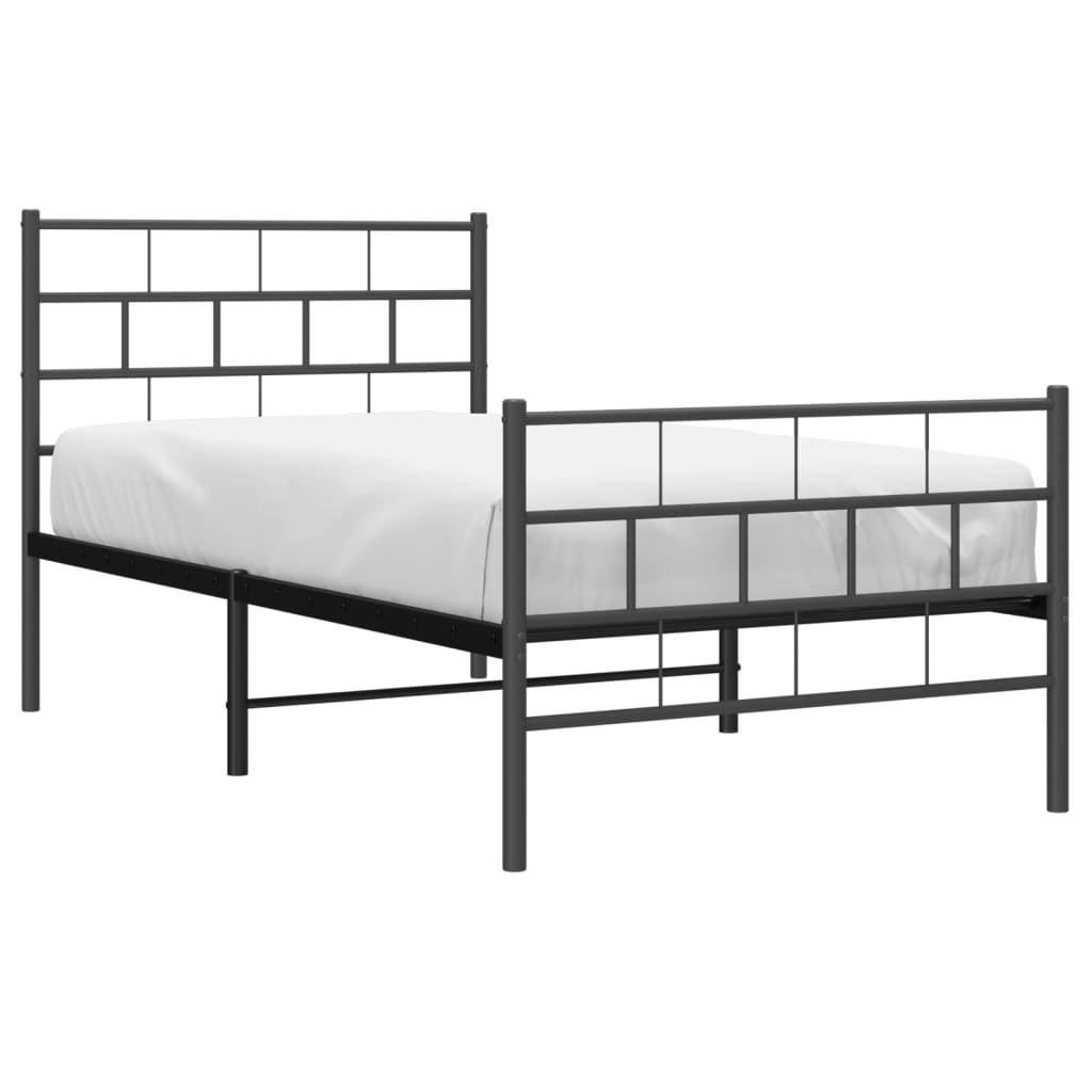 vidaXL Cadre de lit métal sans matelas et pied de lit noir 100x200 cm