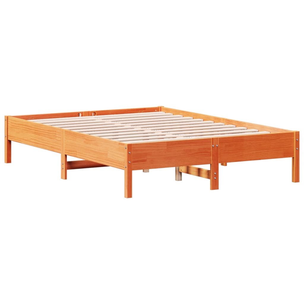 vidaXL Cadre de lit sans matelas cire marron 135x190cm bois pin massif