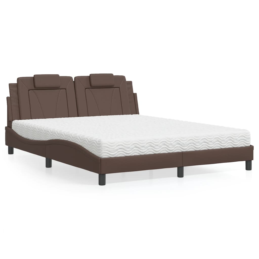 vidaXL Lit avec matelas marron 160x200 cm similicuir