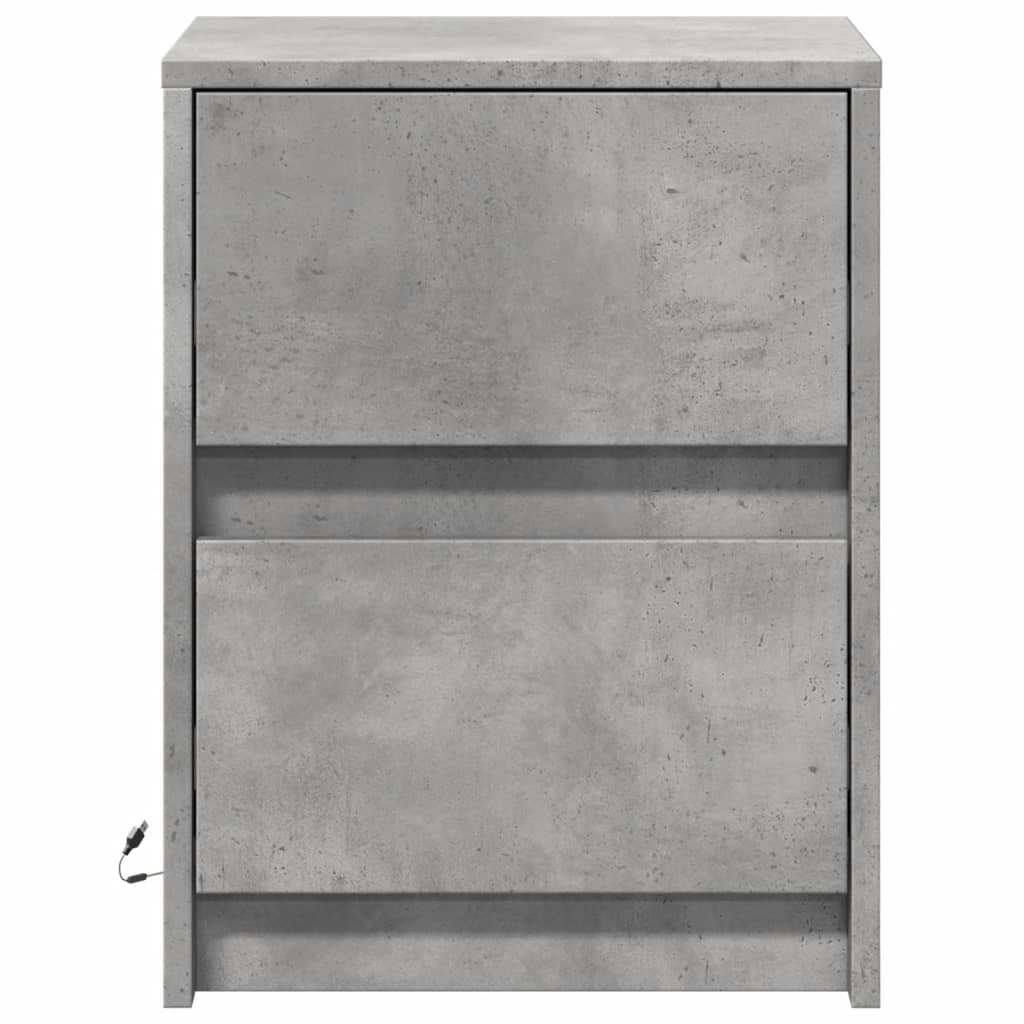 vidaXL Armoire de chevet et lumières LED gris béton bois d'ingénierie