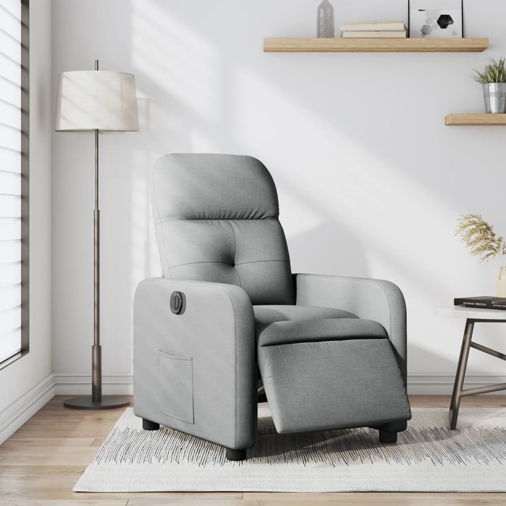 vidaXL Fauteuil inclinable électrique Gris clair Tissu