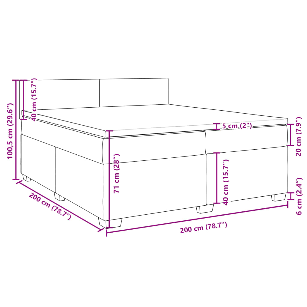 vidaXL Sommier à lattes de lit et matelas Gris clair 200x200cm Velours