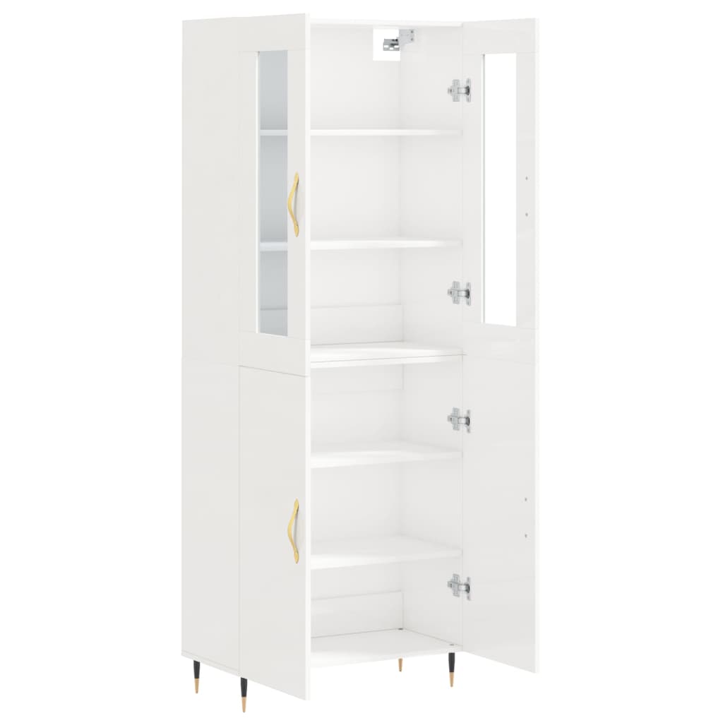 vidaXL Buffet haut Blanc brillant 69,5x34x180 cm Bois d'ingénierie