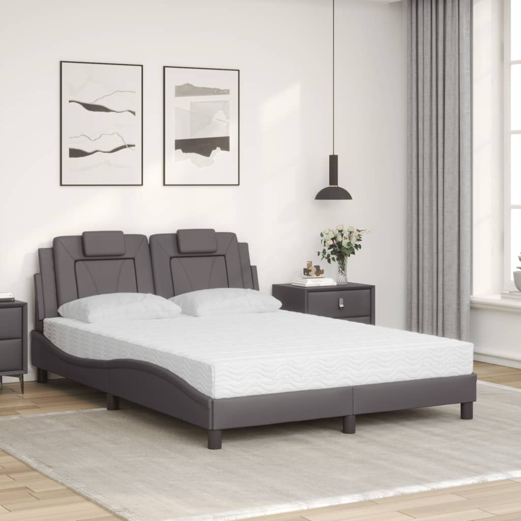 vidaXL Lit avec matelas gris 120x200 cm similicuir