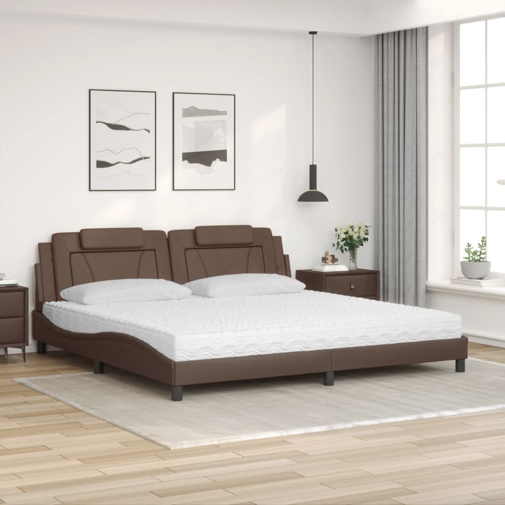 vidaXL Lit avec matelas marron 200x200 cm similicuir