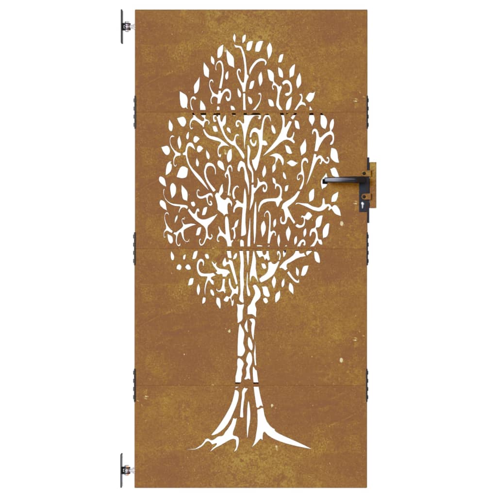 vidaXL Portail de jardin 85x200 cm acier corten conception de l'arbre