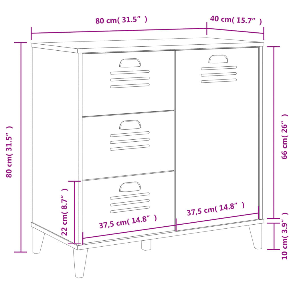 vidaXL Buffet VIKEN gris anthracite 80x40x80 cm bois d'ingénierie