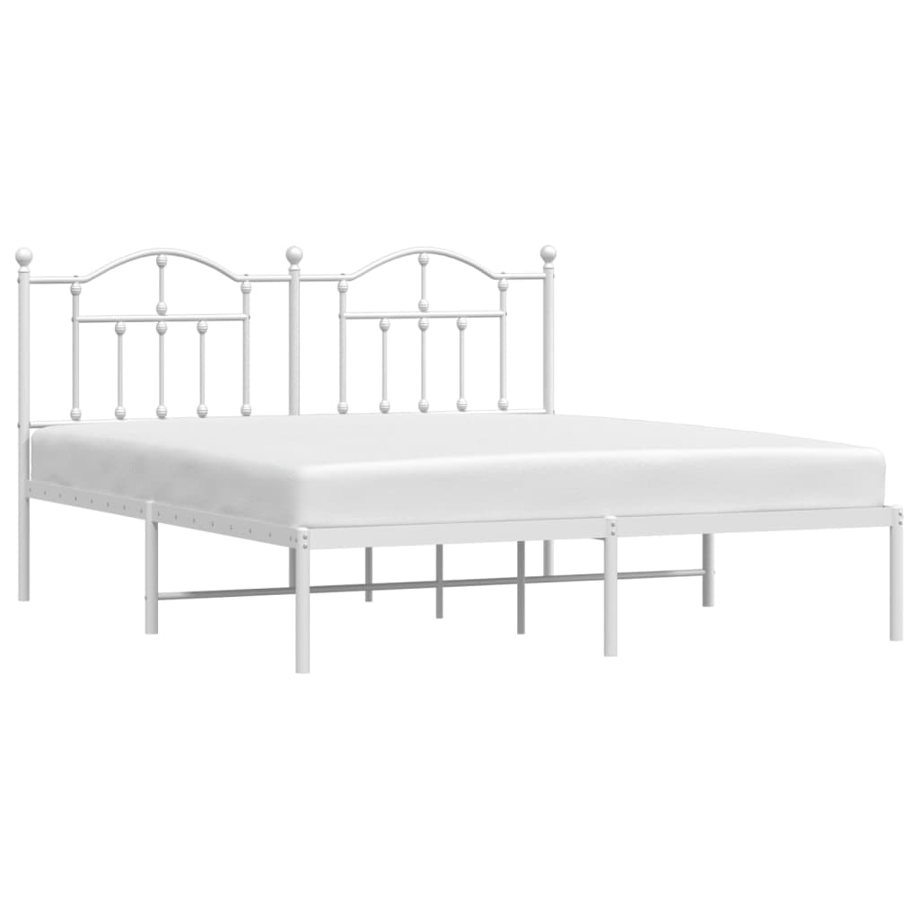 vidaXL Cadre de lit métal sans matelas et tête de lit blanc 160x200 cm