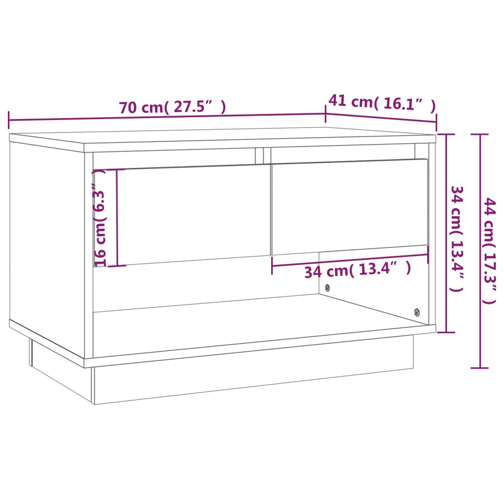 vidaXL Meuble TV Noir 70x41x44 cm Bois d'ingénierie