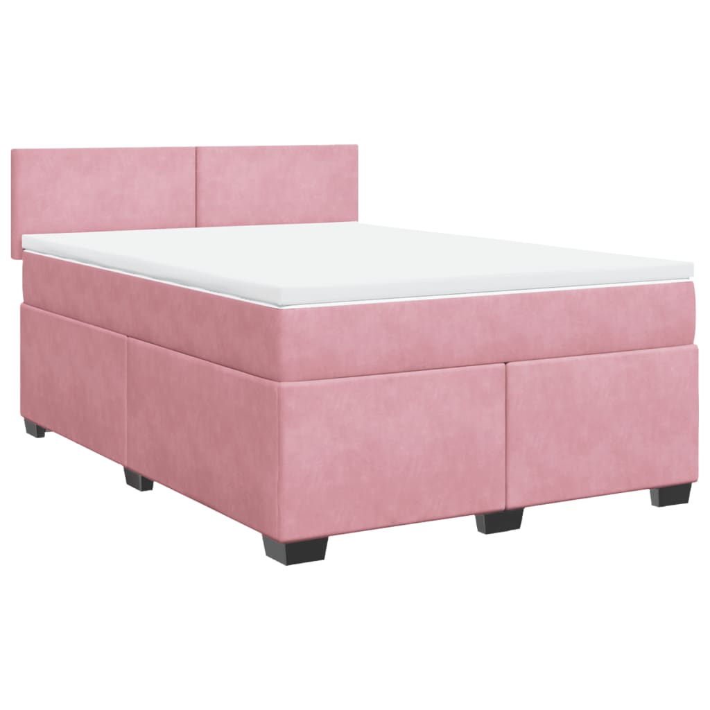 vidaXL Sommier à lattes de lit avec matelas Rose 140x200 cm Velours