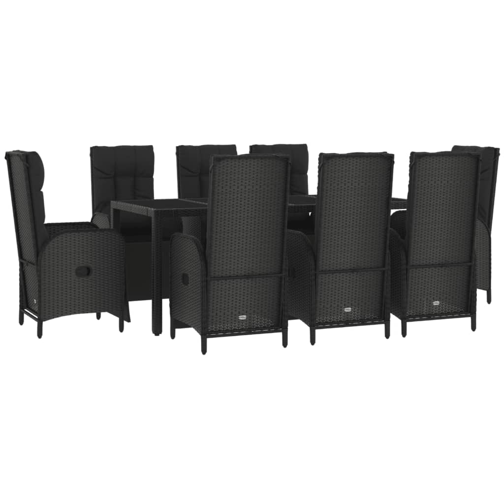 vidaXL Ensemble à manger jardin 9pcs et coussins noir résine tressée