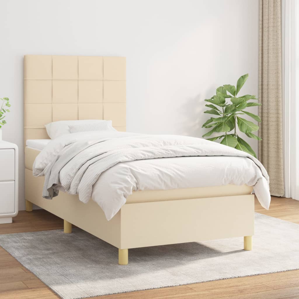 vidaXL Sommier à lattes de lit avec matelas Crème 80x200 cm Tissu